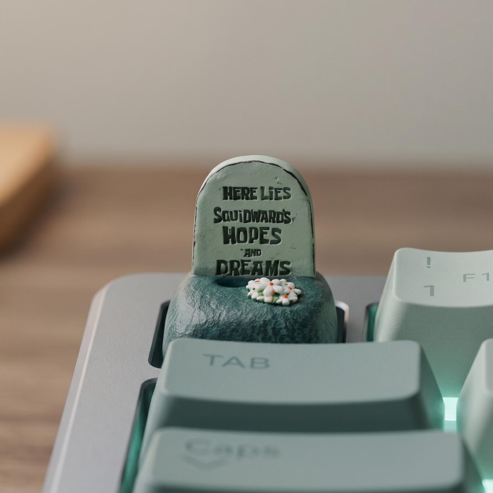 Squidward's Tombstone of Hopes and Dreams Artisan Keycap for SpongeBob Cartoon