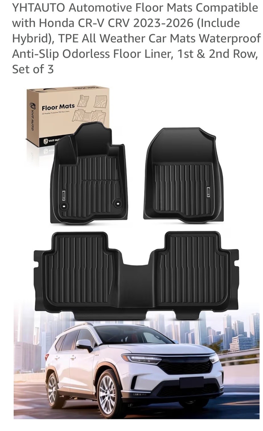 YHTAUTO Floor Mats Fit 2023-2025 Honda CR-V CRV(Include Hybrid), TPE All Weat...