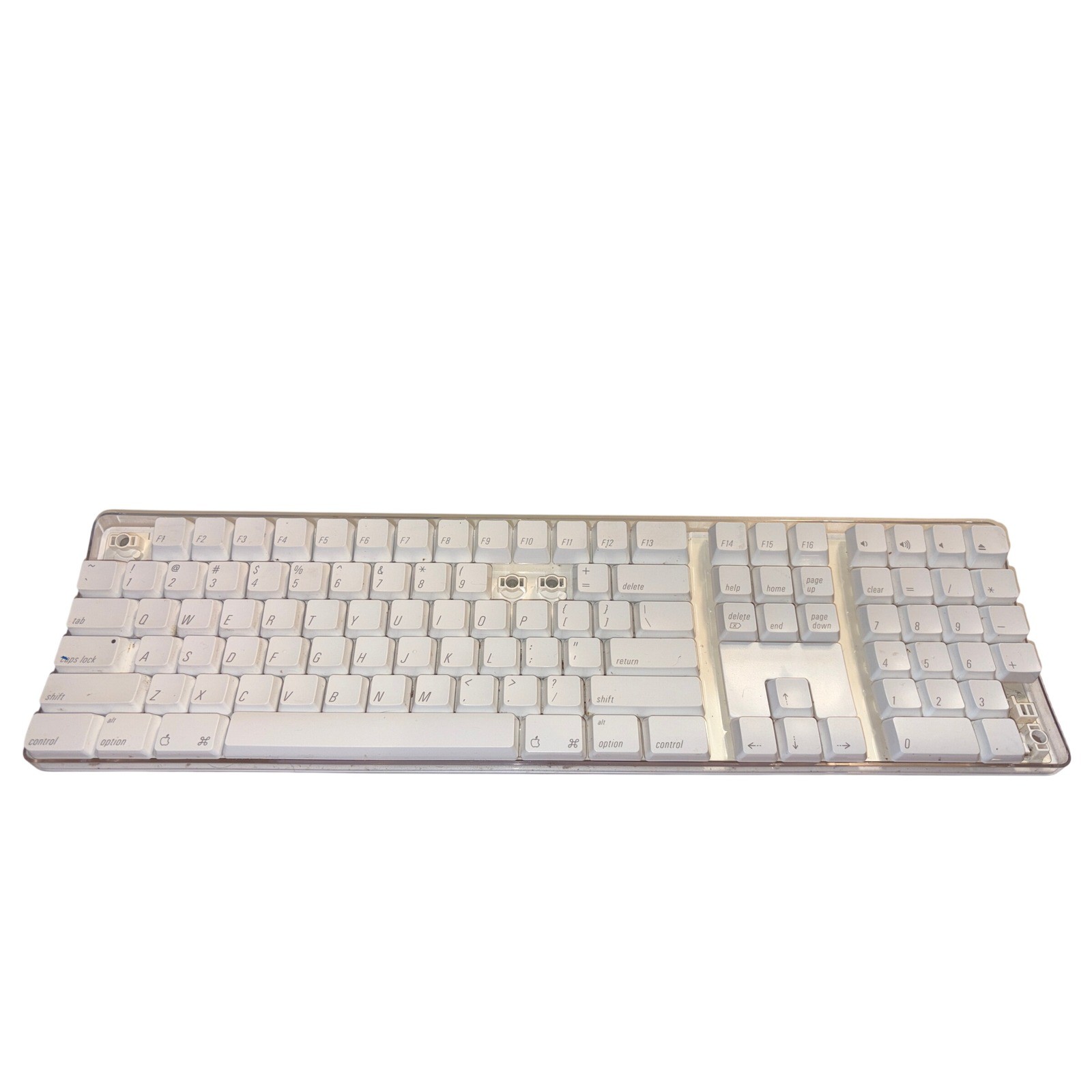 Apple Wireless Keyboard A1016 White Clear Crystal Bluetooth Vintage Mac *PARTS*