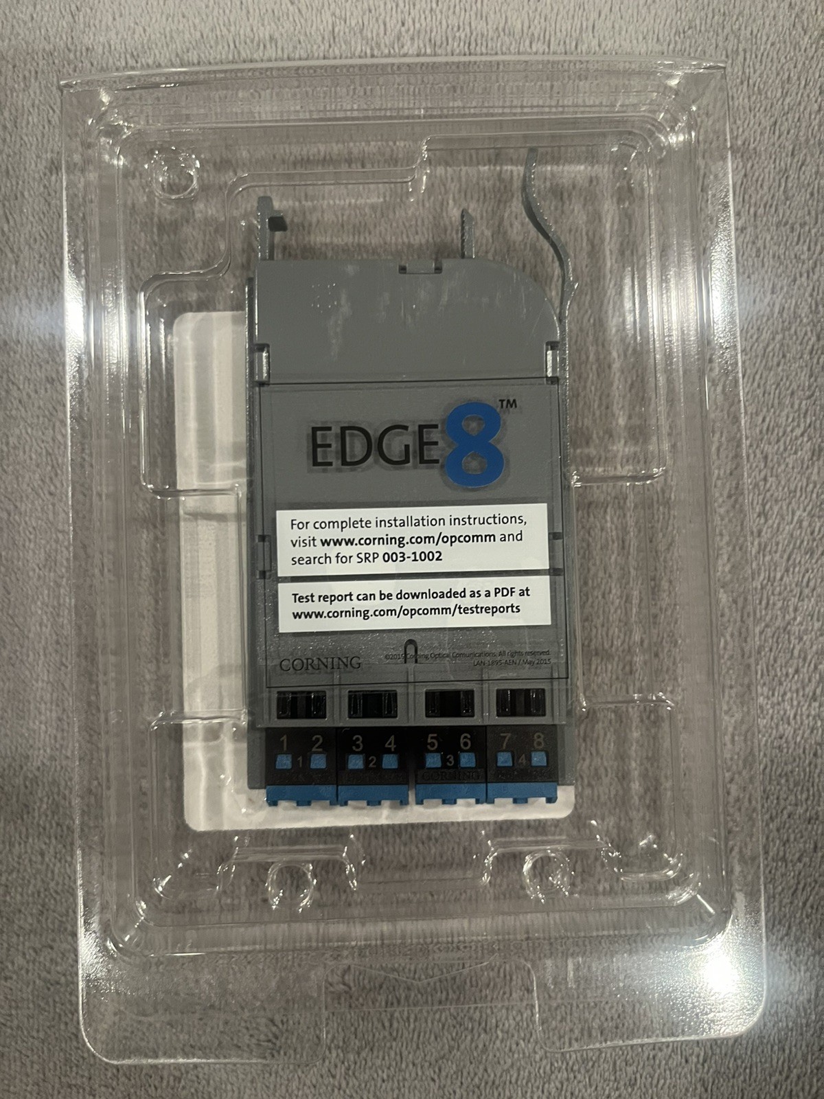 EMOD8-CP08-AE - EDGE8® Adapter Panels, LC Shuttered, 8F, blue adapter- clamshell