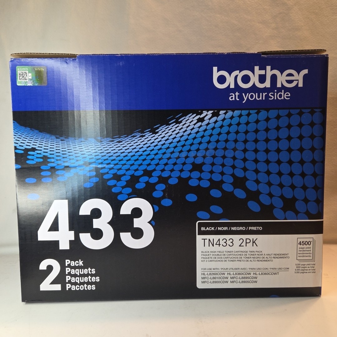 NEW GENUINE - BROTHER TN433BK 2-PACK BLACK TONER - TN4332PK - SEALED BAGS