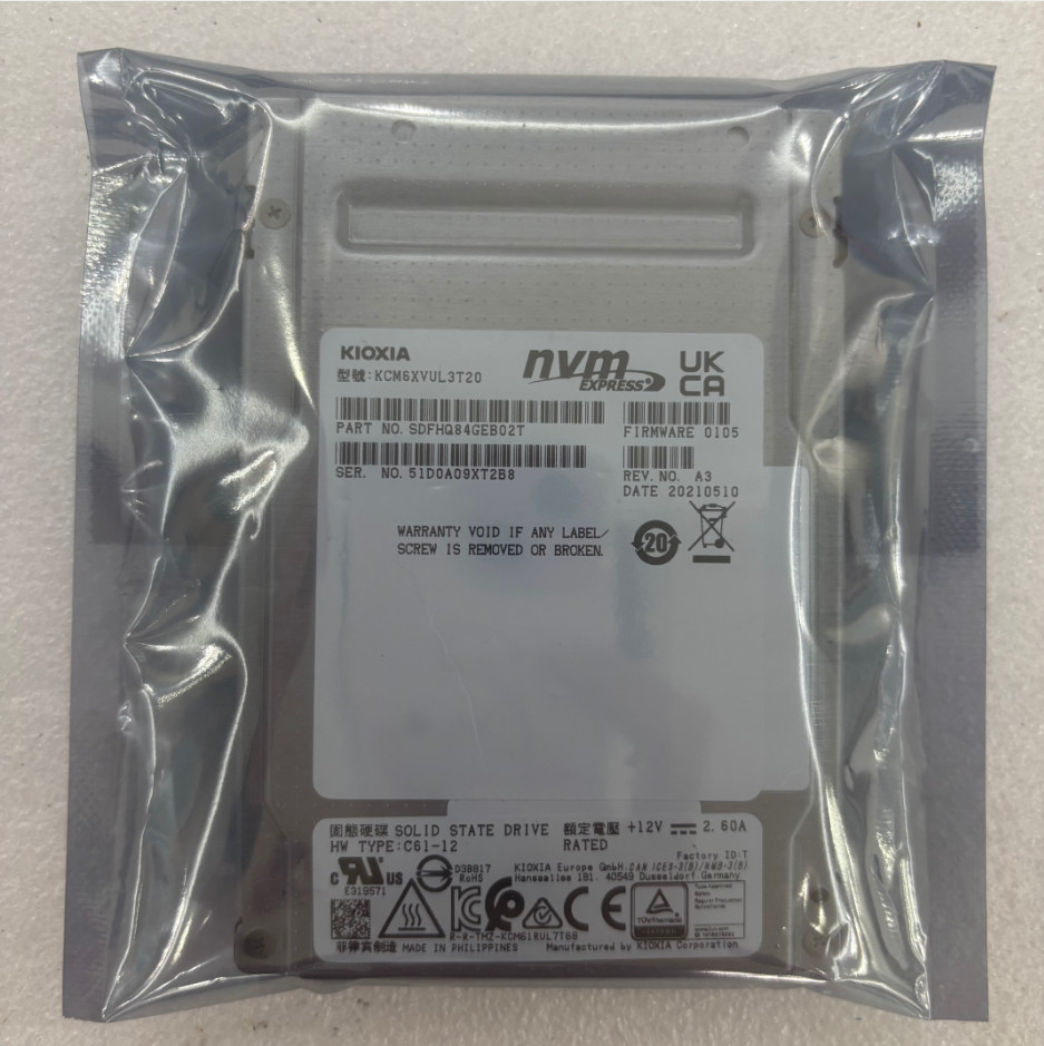 Kioxia KCM6XVUL3T20 SDFHQ84GEB02T 3.2TB Pcle 4.0 NVME SSD Solid State Drives