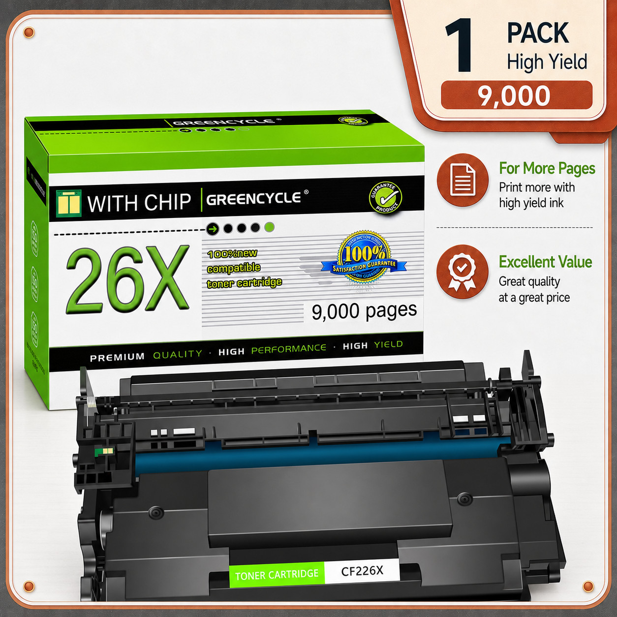 GREENCYCLE CF226X Black Toner Lot Fit for HP 26X MFP M426 M426dw M426fdn M426fdw