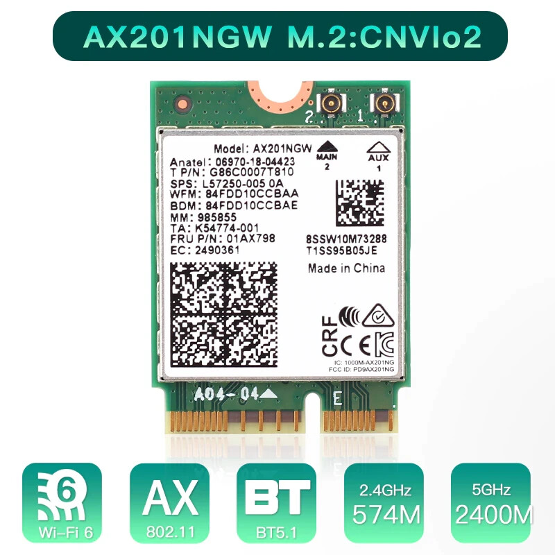 New - IdeaPad Slim 5 16IRL8 82XF Genuine Wireless WiFi Card AX201NGW 01AX798 195