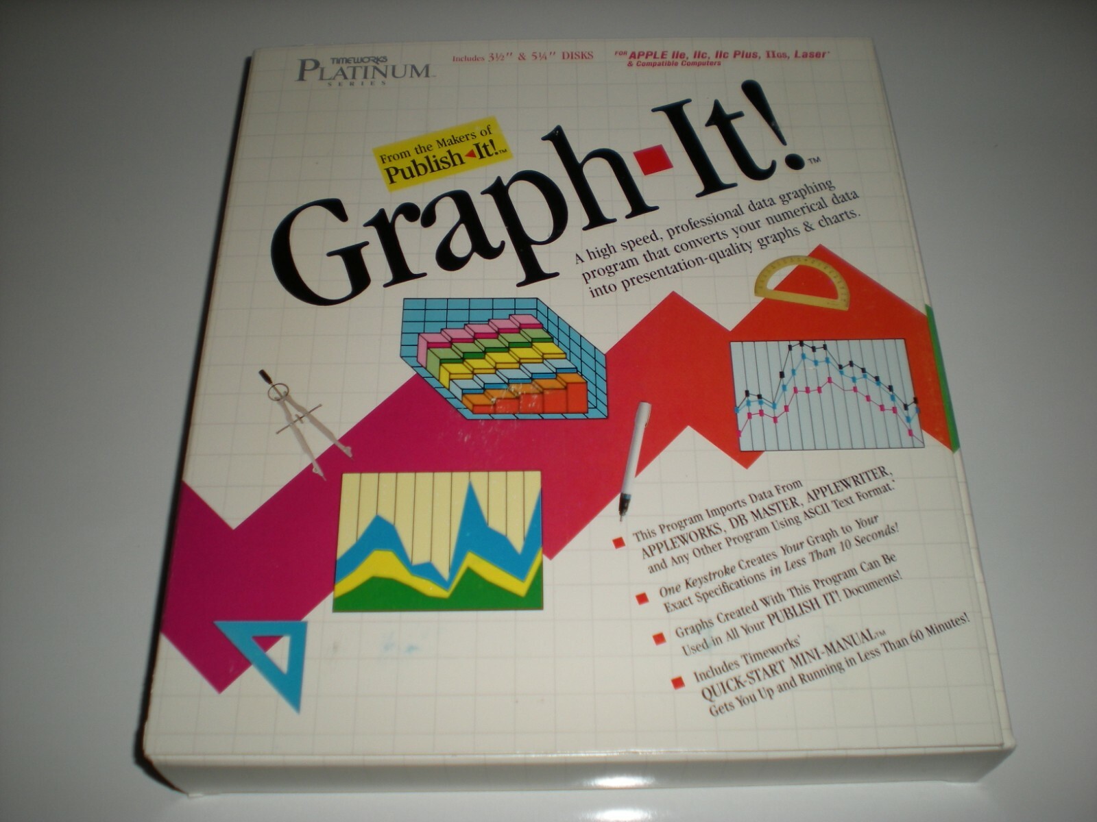 Timeworks Graph-It data graphing software for Apple IIc, 2GS, 2e. New.