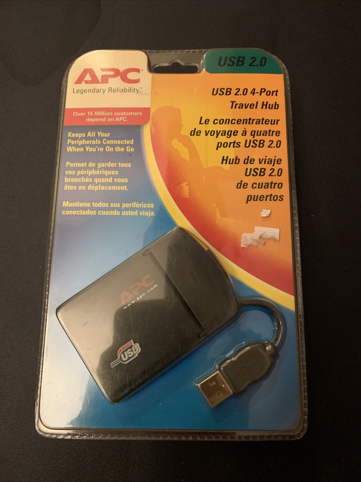APC 19501SG-1V USB 2.0 Travel Hub, 4 Ports, USB-A Male to Four Female Ports