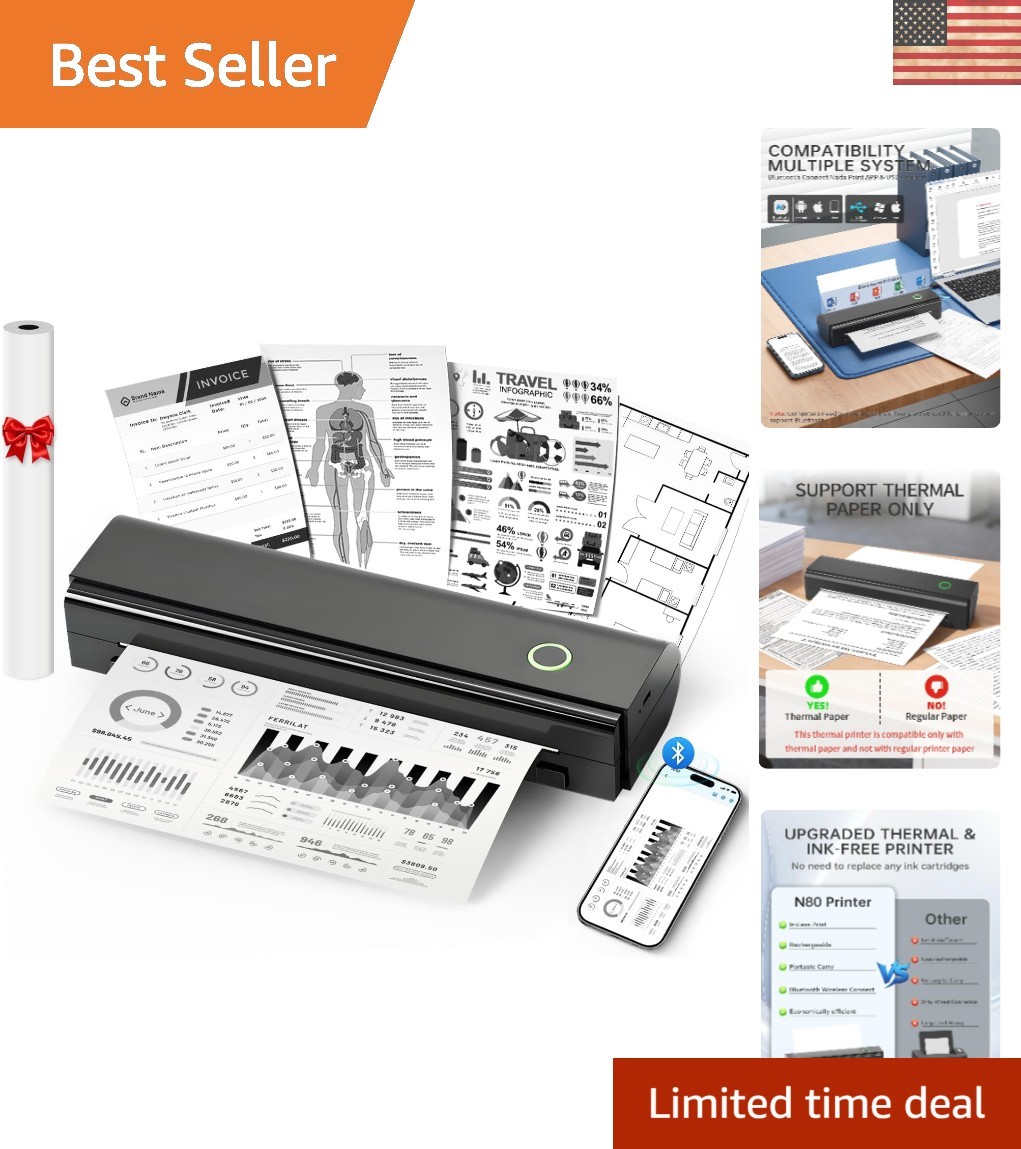N80 Portable Bluetooth Thermal Printer - Wireless Mobile Printing Solution