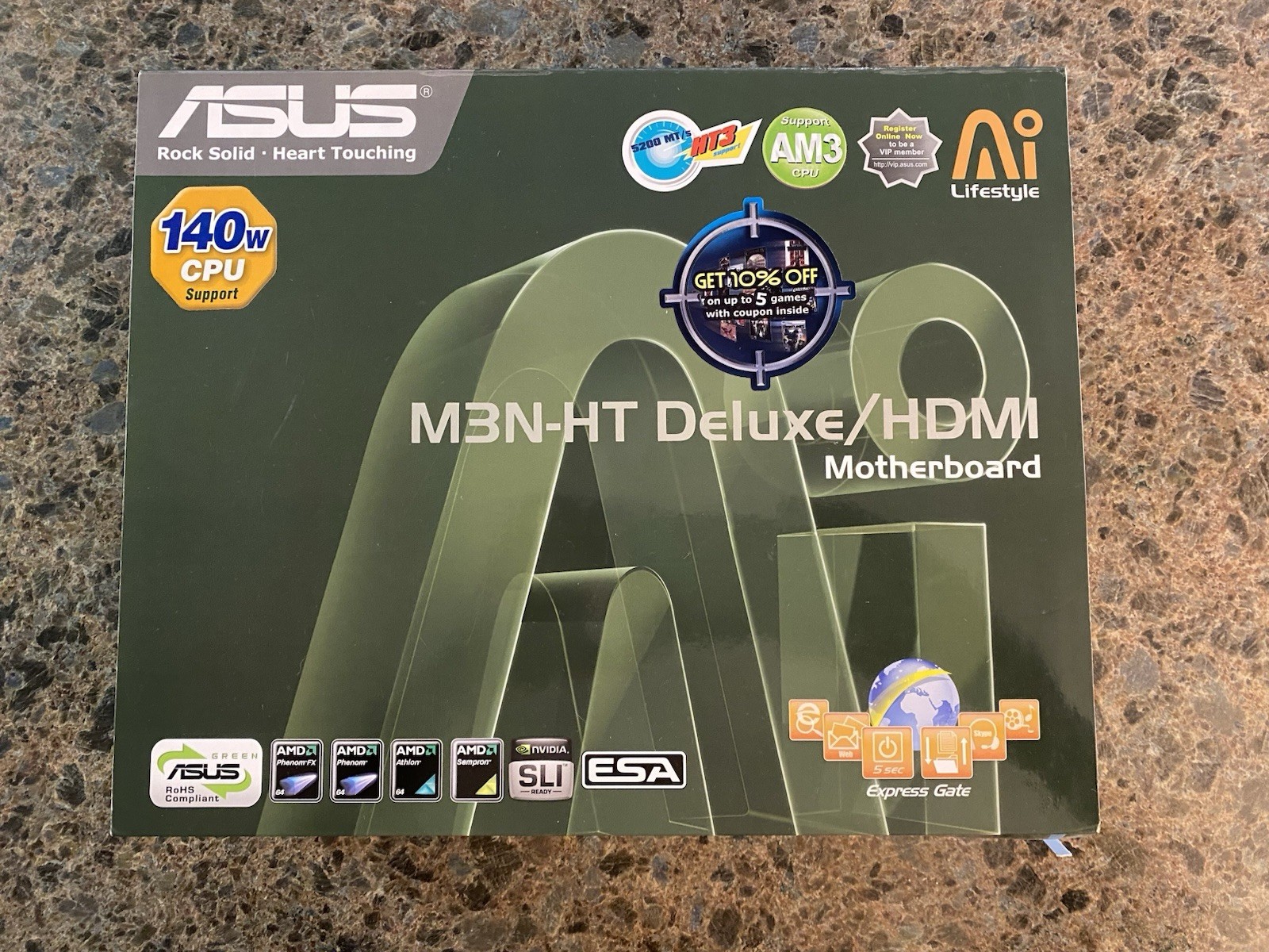 ASUS M3N-HT Deluxe/HDMI AM2+ Motherboard NEW COMPLETE 780a SLI Vintage NOS