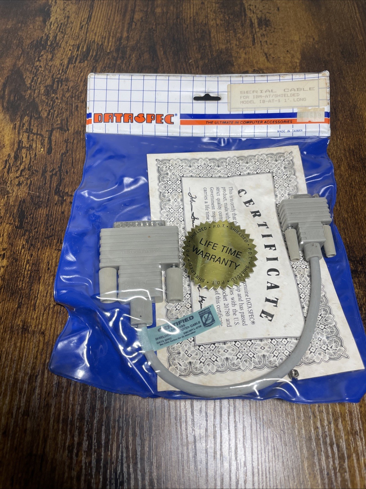 VINTAGE SERIAL CABLE For IBM-AT/shielded IB-AT-1   1ft LONG NEW SEALED WITH CERT