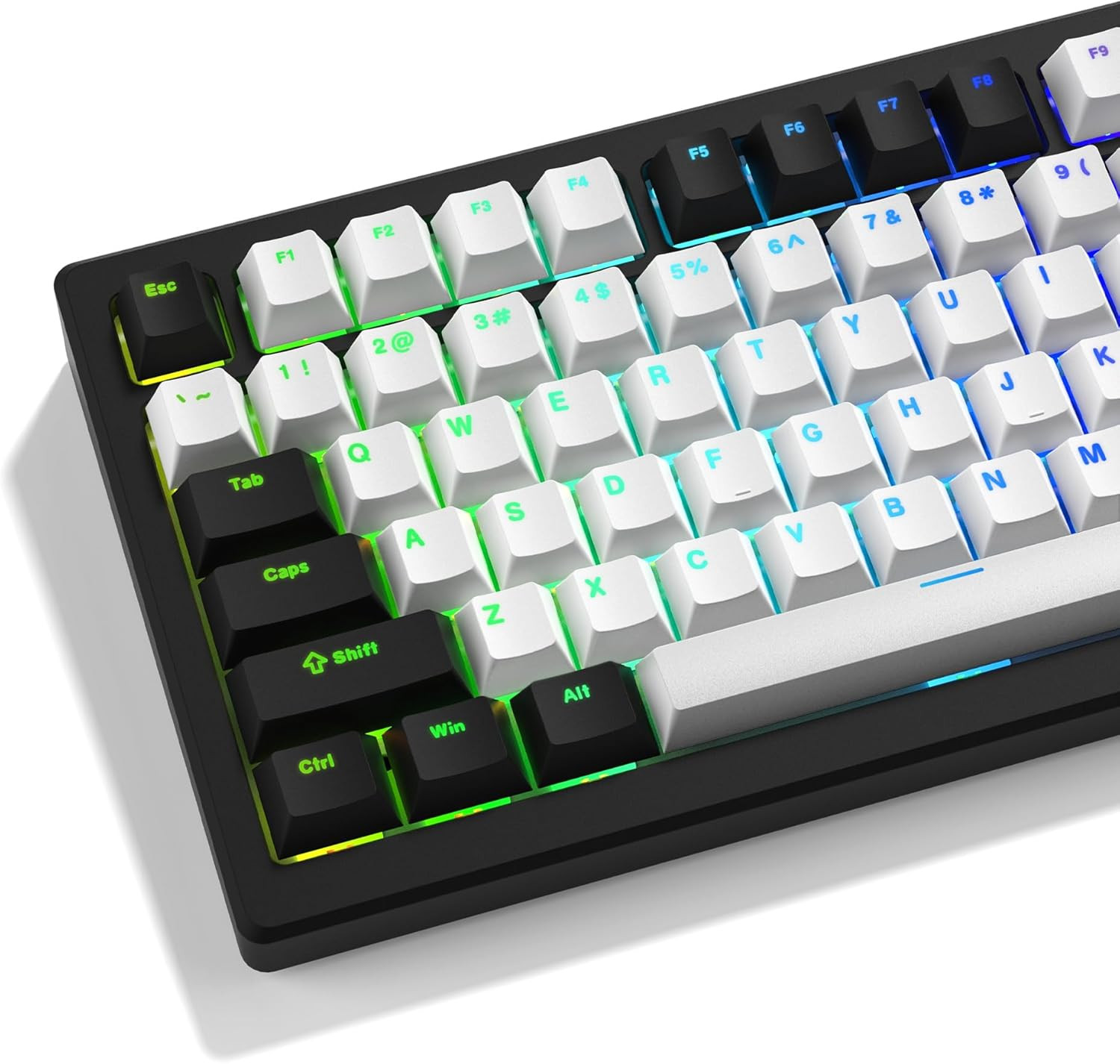 XVX White and Black Keycaps, Shine Through PBT Keycaps Cherry Profile, Custom Ke