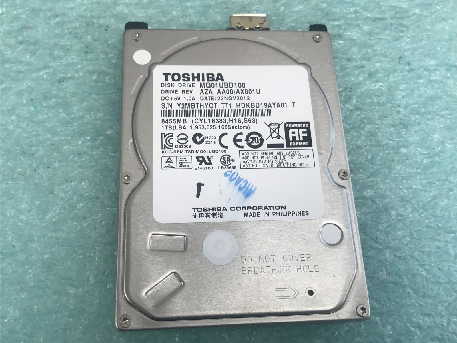 Toshiba MQ01UBD100 AZA AA00/AX001U 1TB 2.5" USB 3.0 Hard Drive - HD1103A