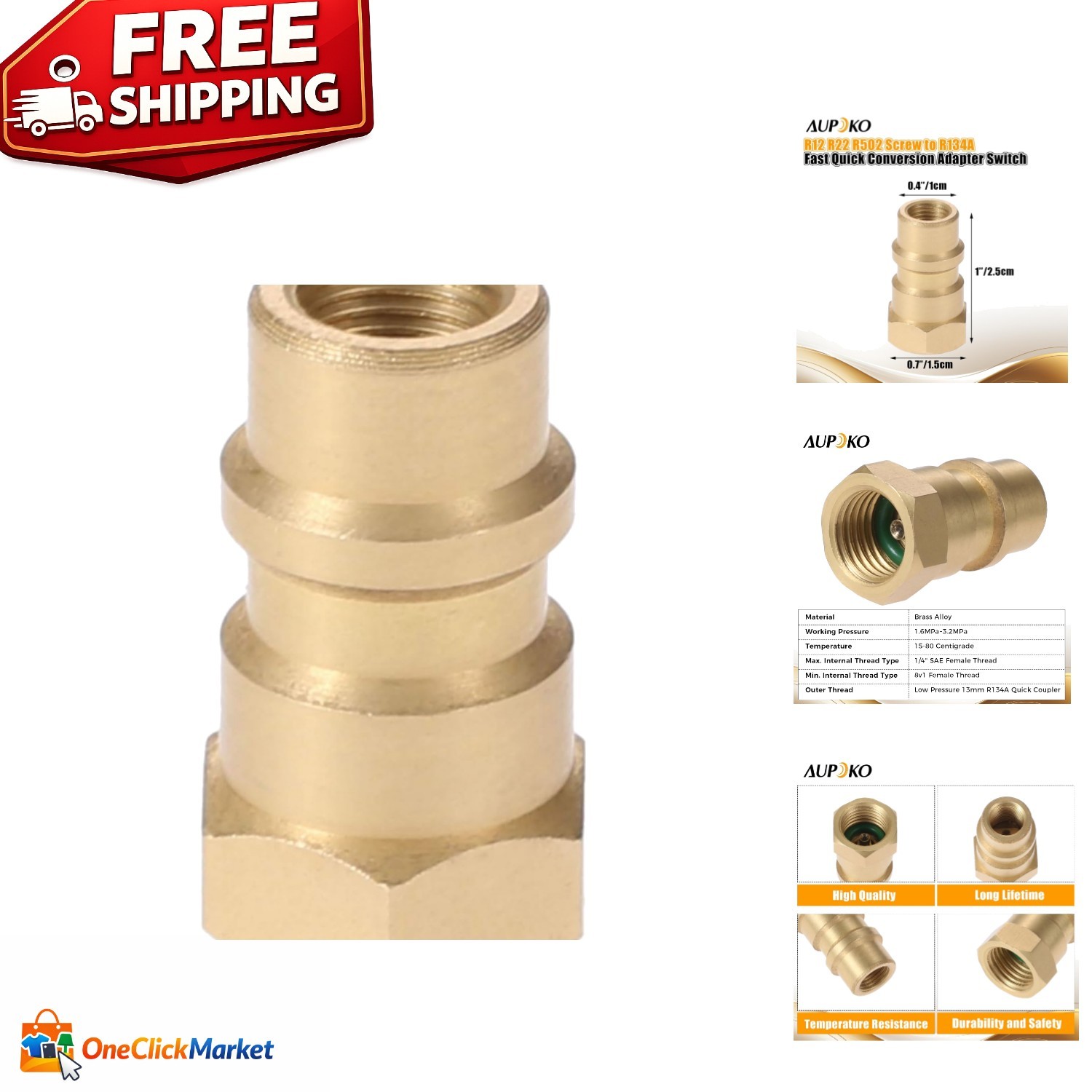 Wide Compatibility R12 to R134A Conversion Adapter - High Pressure & Rustproof