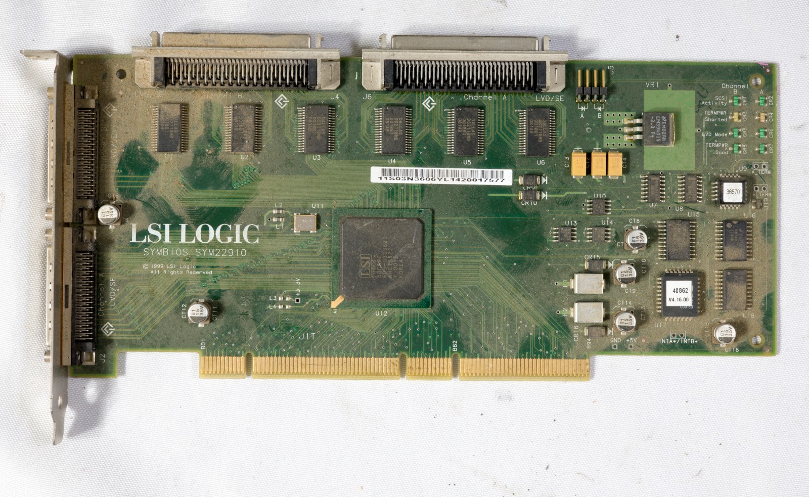 Vintage LSI Logic Symbios SYM22910 Ultra2 SCSI controller 32 bit PCI ISAD67