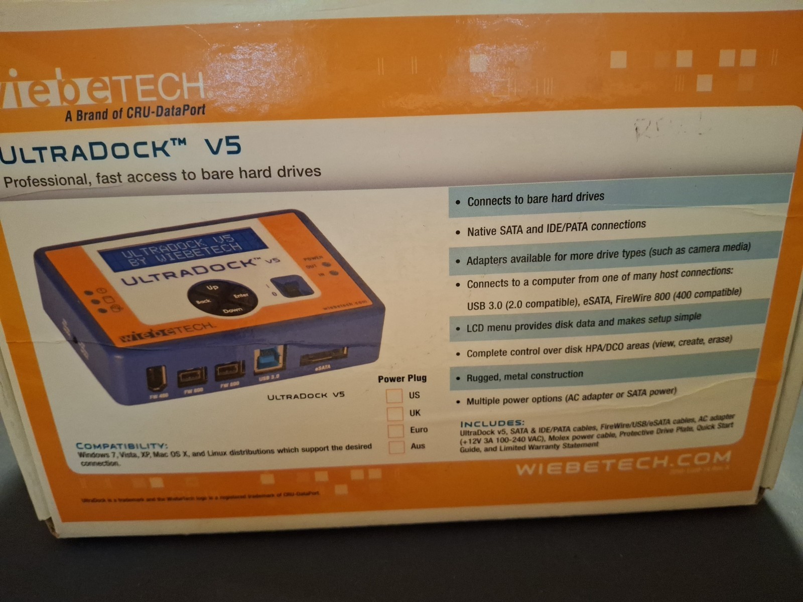 WiebeTech UltraDock US v5 RoHs CRU Dataport CRU-DATAPORT 31250-3209-0000