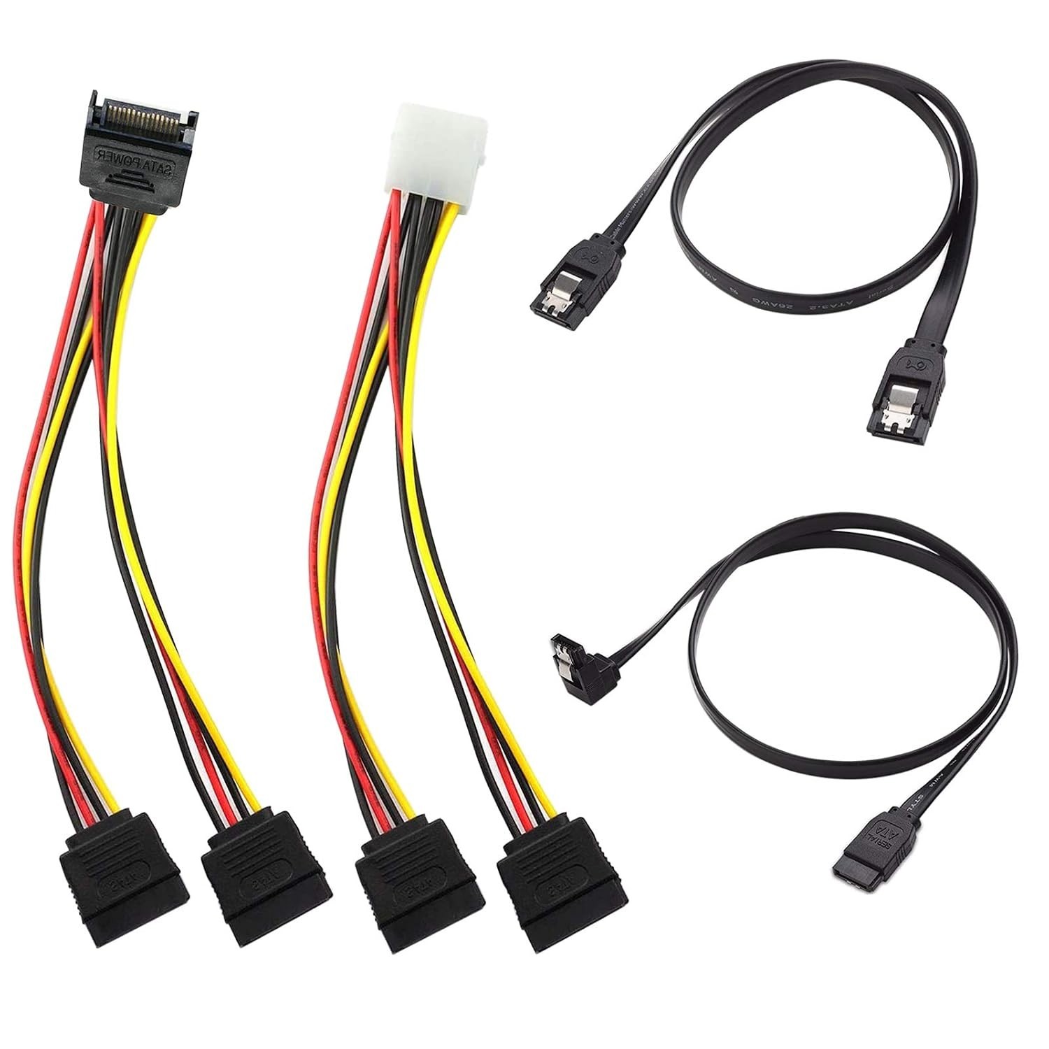SATA III 6Gbps 15Pin Splitter Cable 4Pack for SSD HDD Optical Drives | 6Gbps ...