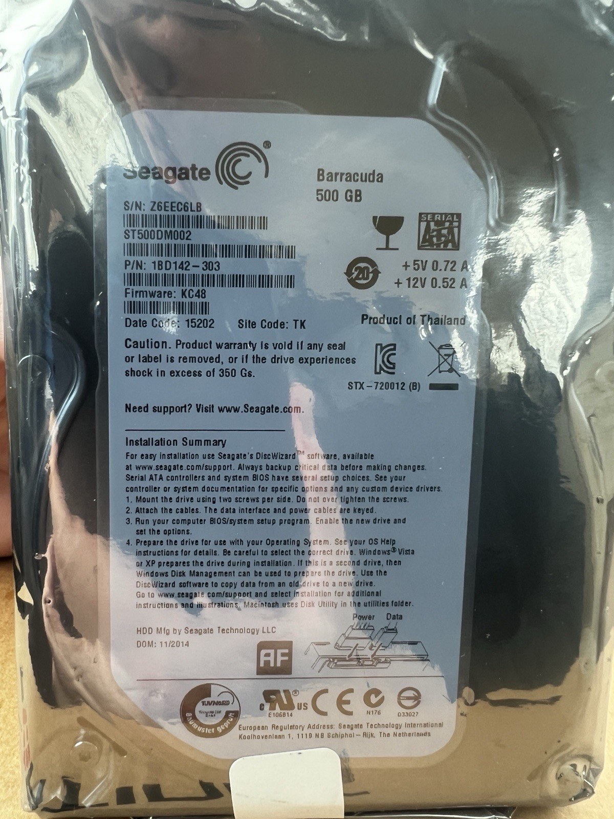 Seagate Barracuda 500GB SATA III 3.5'' Hard Drive ST500DM002