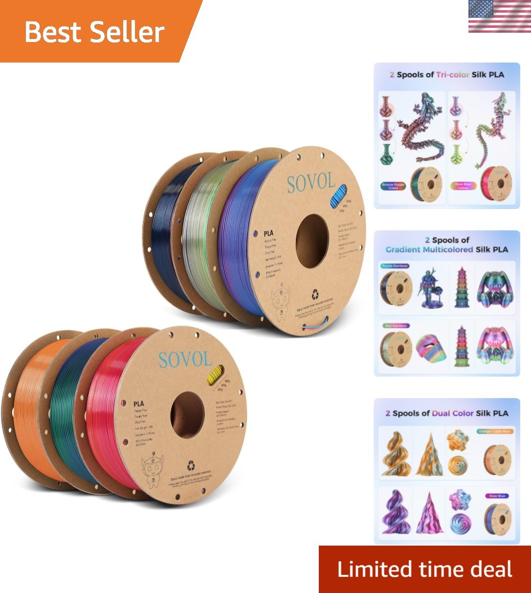 Silk PLA Filament 6KG Kit: Durable, Eco-Friendly, and No-Jam Printing Experience