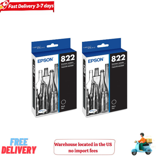 2 pack Epson 822, black ink cartridge