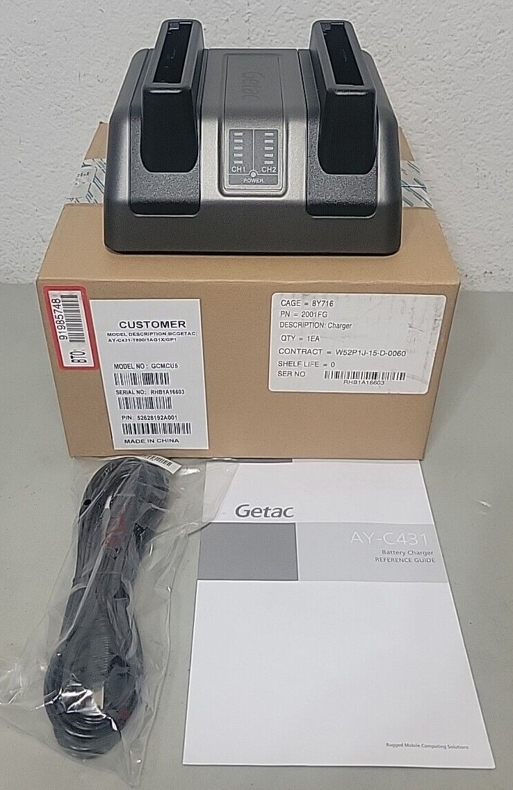 NEW Getac AY-C431 Dual Bay Battery Charger T800 GCMCU5 52628192A001 