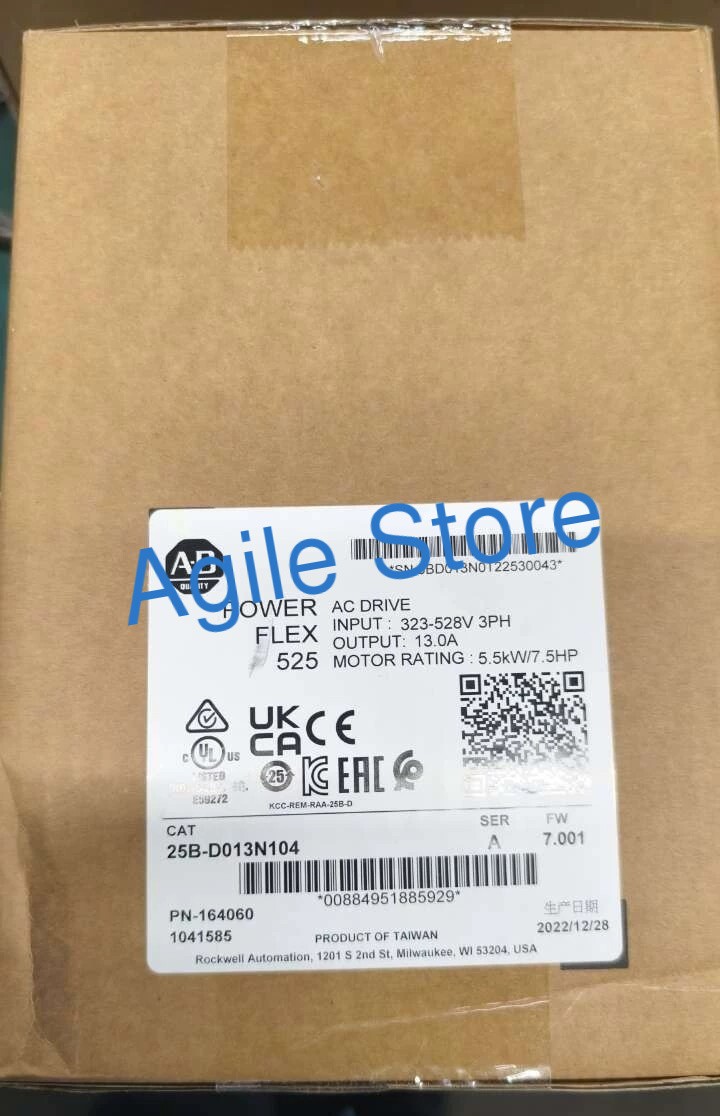 Allen Bradley 25B-D013N104 Ser A PowerFlex 525 AC Drive 480VAC/13A/7.5HP