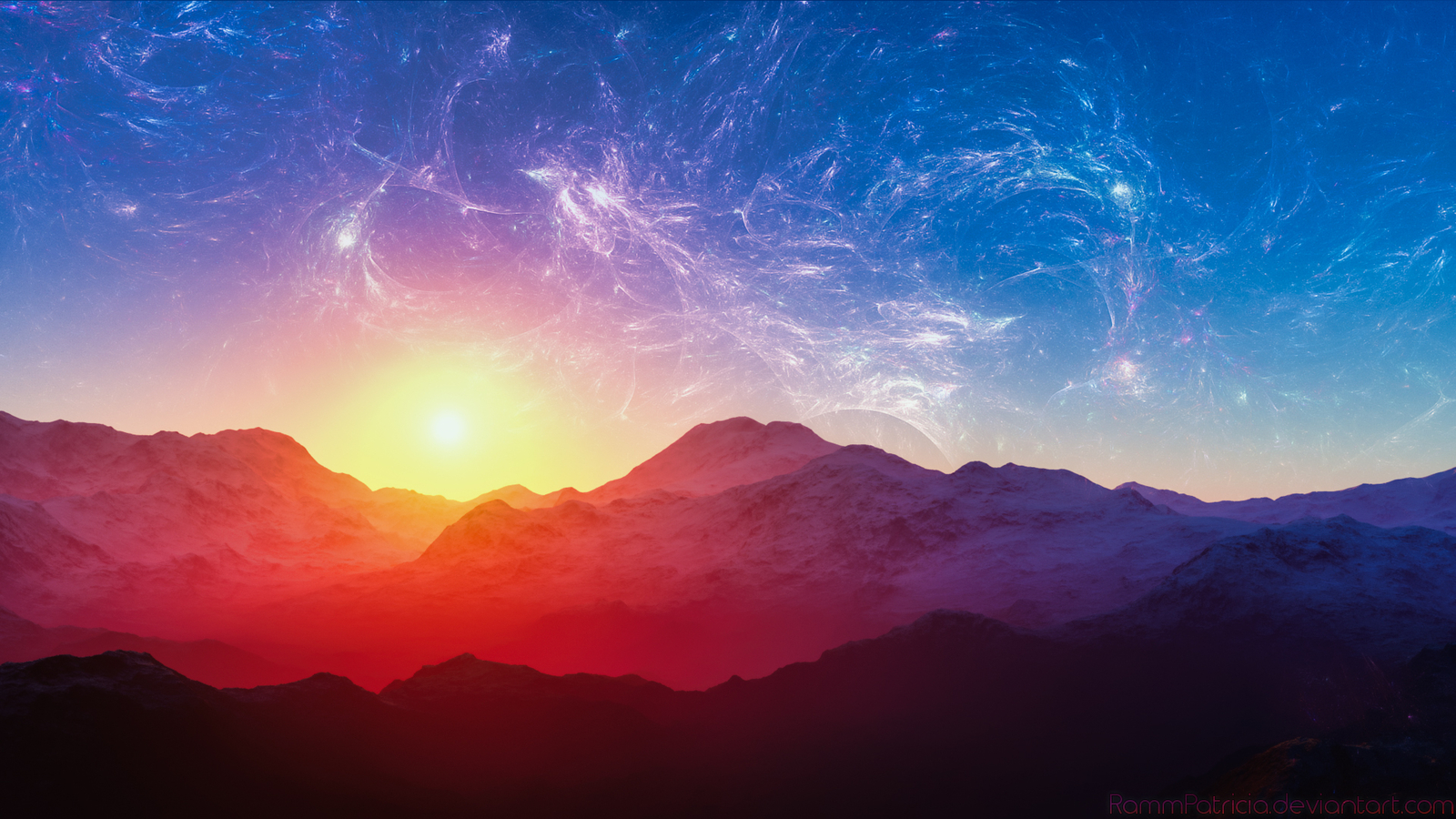 Landscape mountains snowy mountain sunrise sunset Custom Gaming Mat Desk