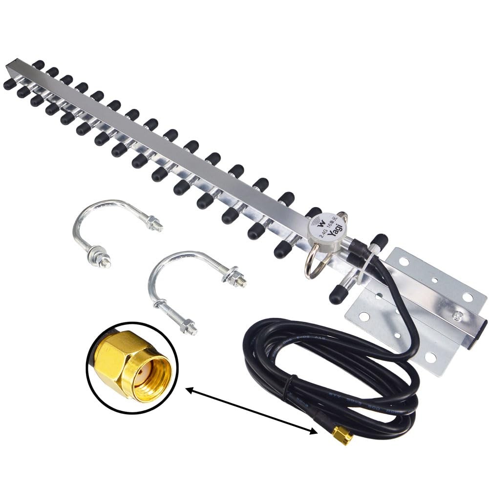 Yagi WiFi Antenna 2.4GHz 25dBi RP-SMA Connector High Gain Yagi Directional