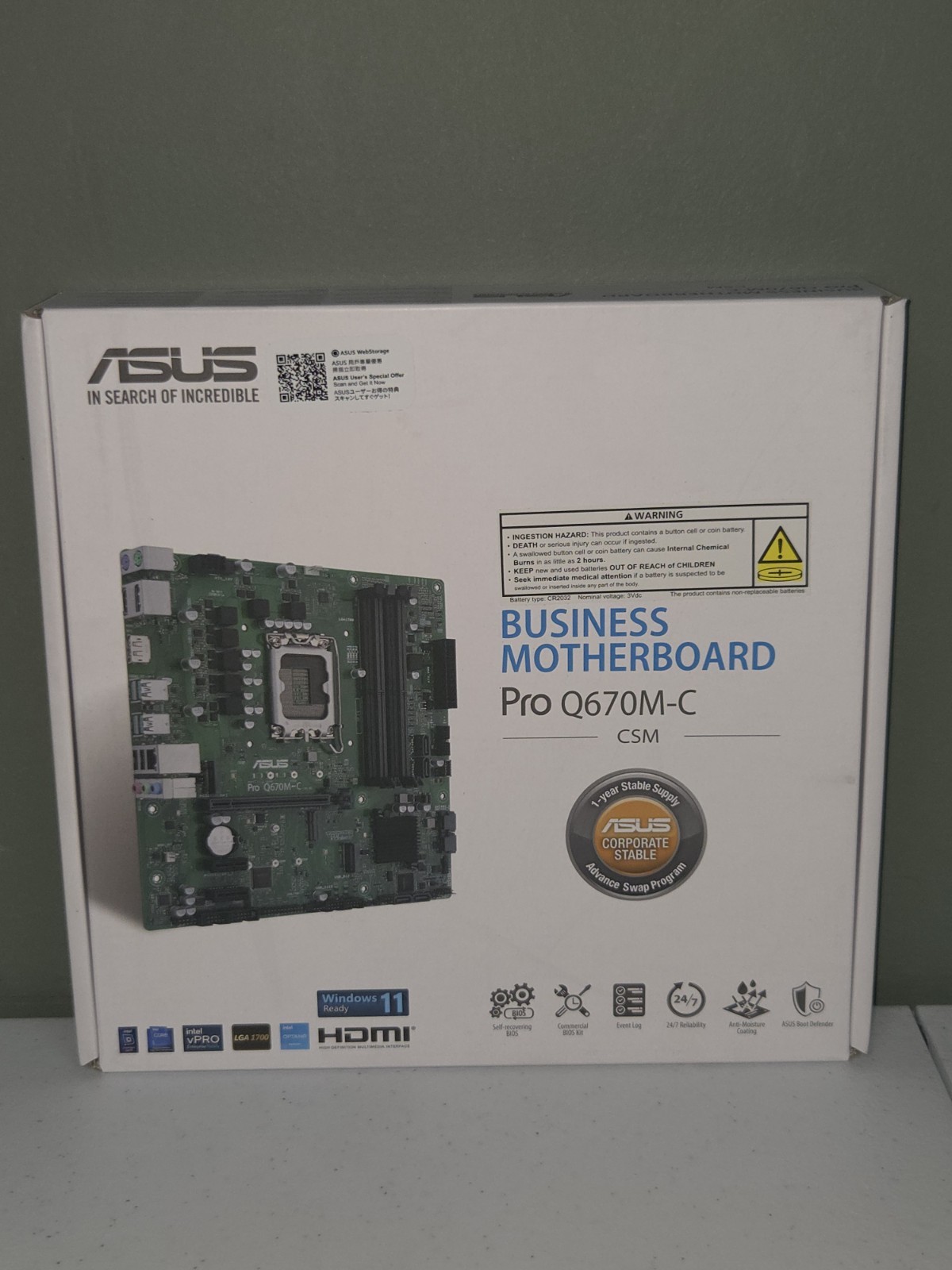 New & Sealed Asus PRO Q670M-C-CSM Desktop Business Motherboard - NIB