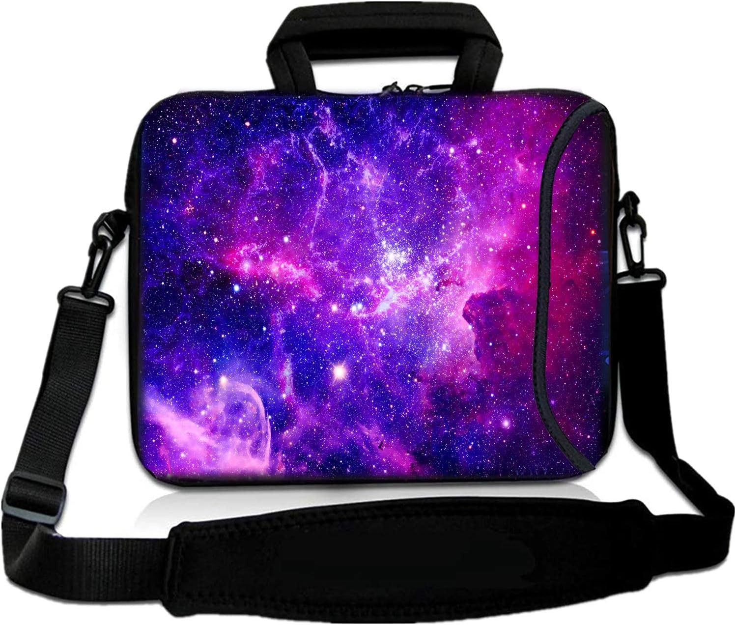 Purple Galaxy Neoprene Laptop Sleeve Messenger Bag for 14-15.6 Inch Notebooks
