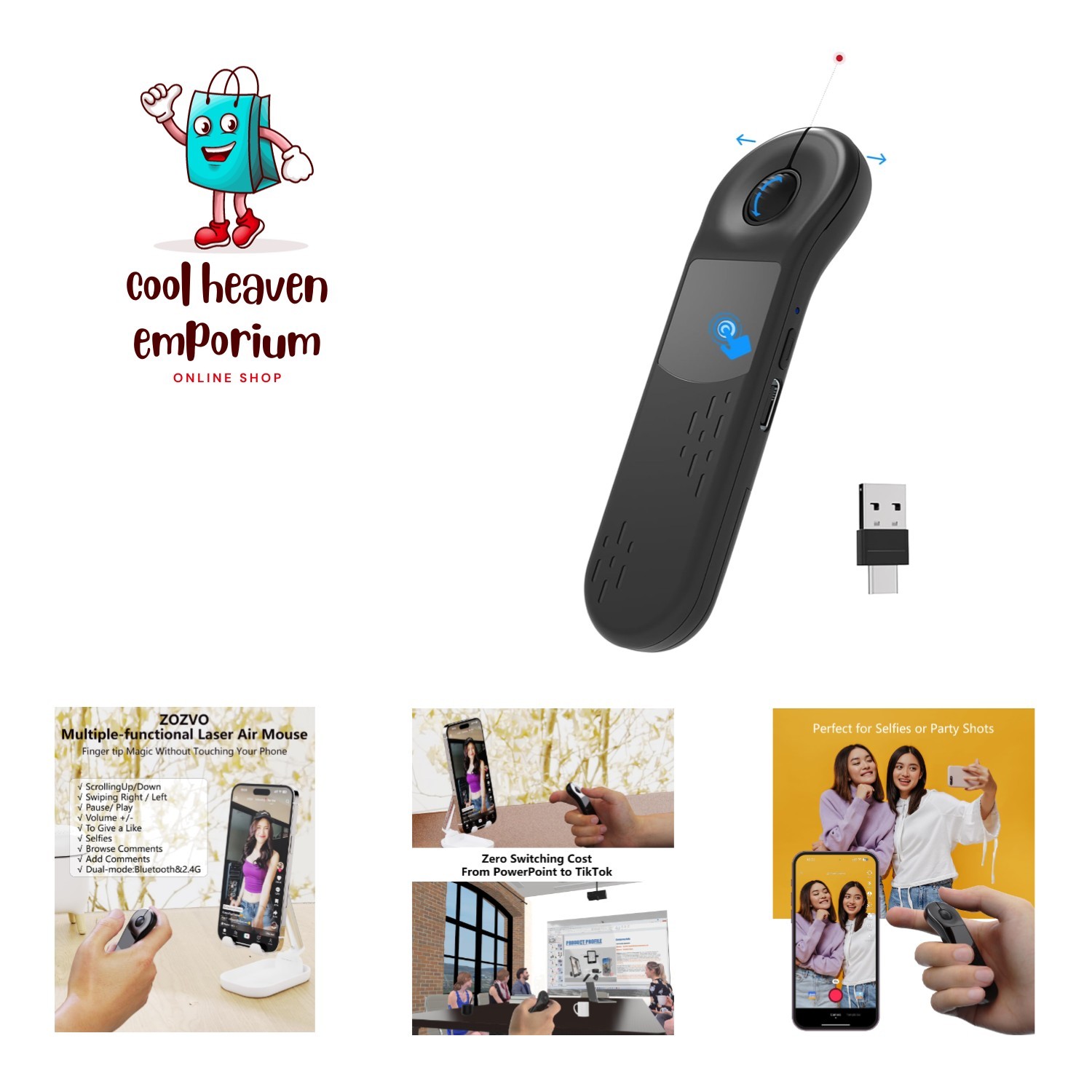 Wireless Bluetooth Air Mouse with Touchpad – Effortless Presentation Control