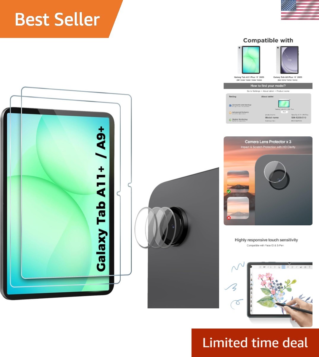 Ultimate Screen & Camera Protection for Galaxy Tab A11 Plus & A9 Plus - 2 Pack
