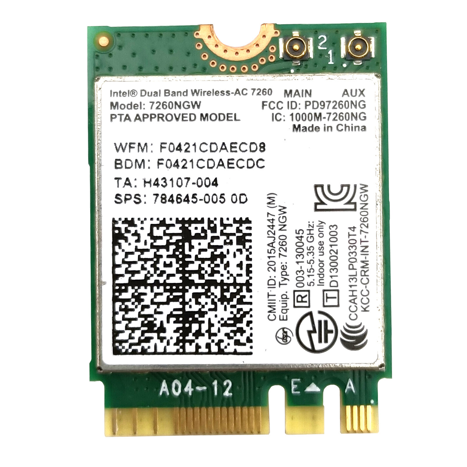 7260NGW Dual Band Wireless M.2 Network Adapter for AC WiFi Bluetooth 4.0 NGFF
