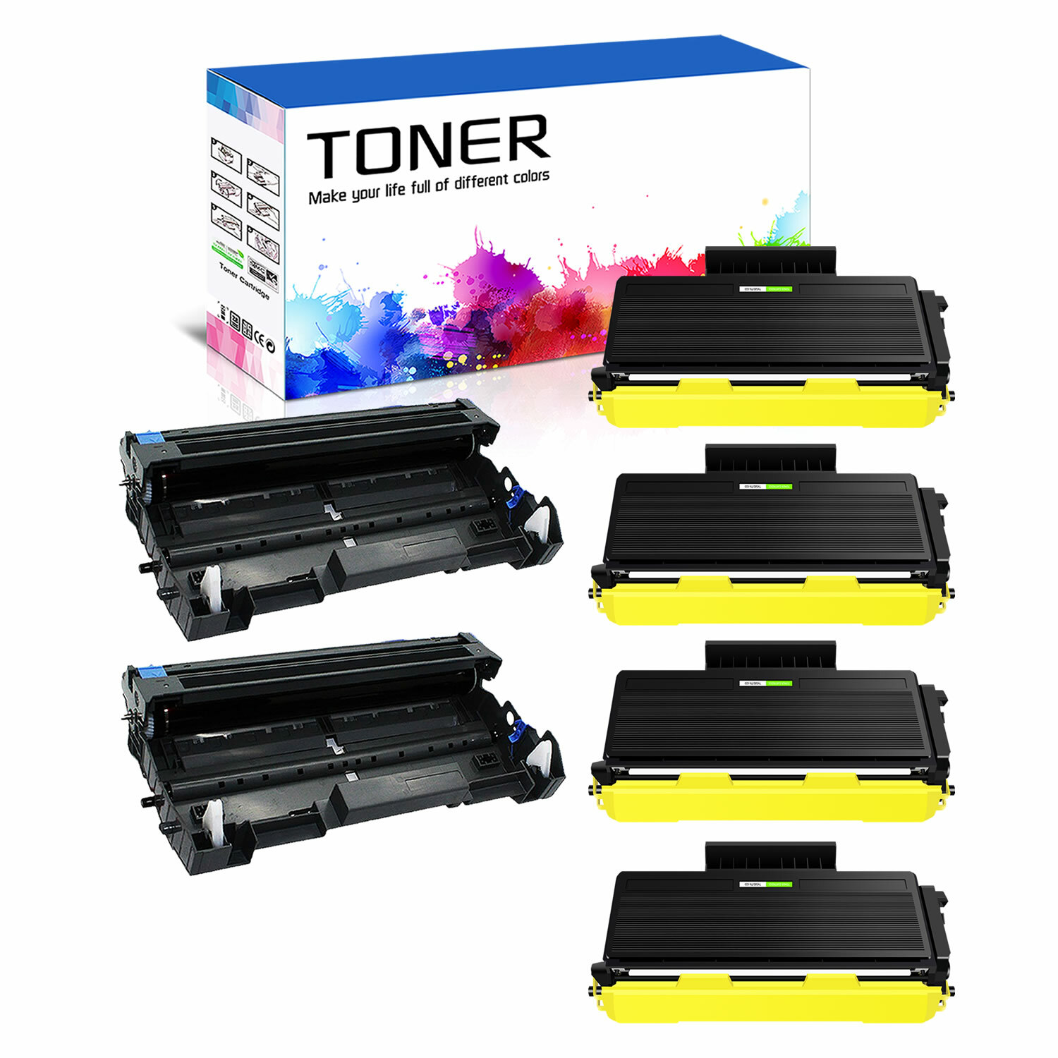 4PK TN580 Toner + 2PK DR520 Drum Unit For Brother HL-5200 DCP-8060 MFC-8870DW