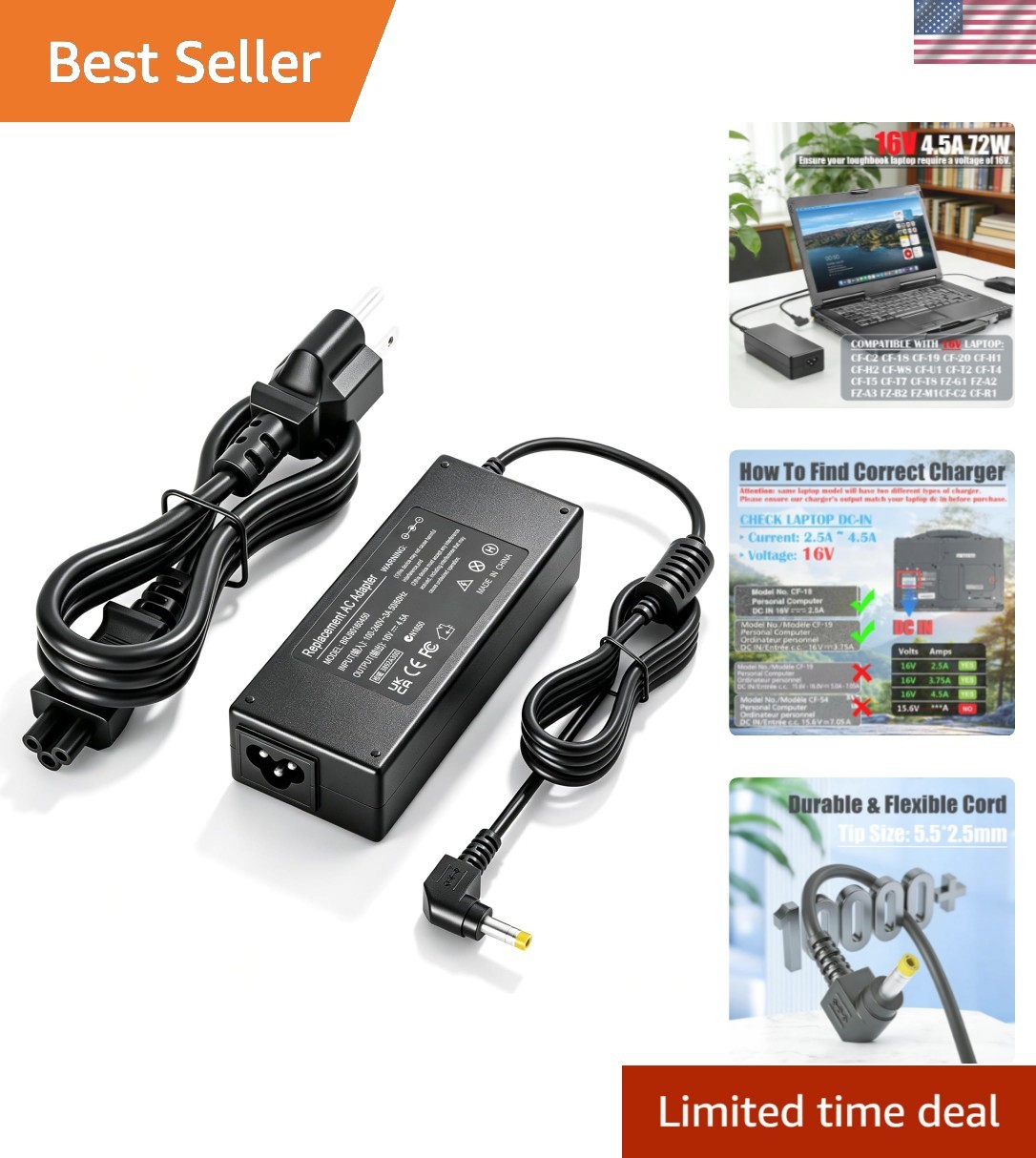 16V Charger Compatible with Panasonic-Toughbook CF-20 CF-C2 CF-18 FZ-G1 PC
