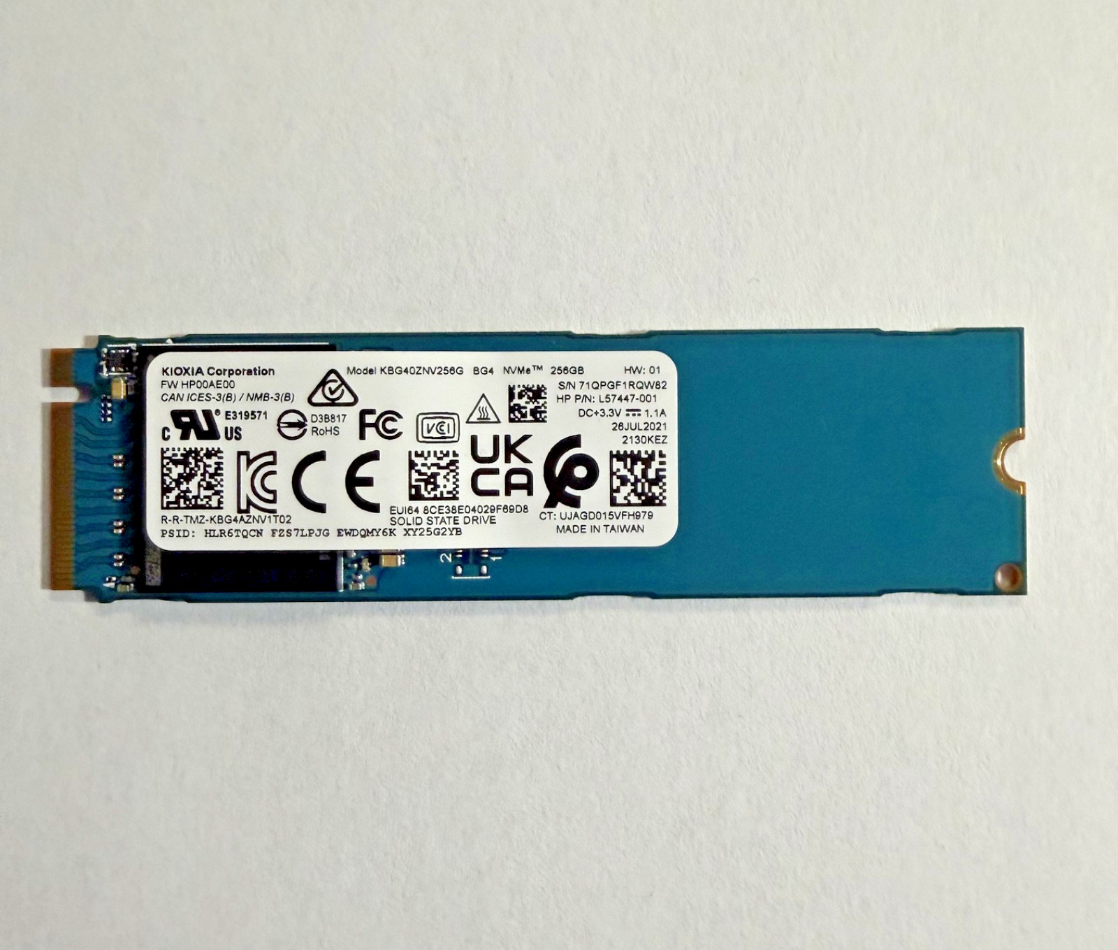 KIOXIA 256GB SSD BG4 M.2 2280 NVMe PCIe Gen3 x4 KBG40ZNV256G L57447