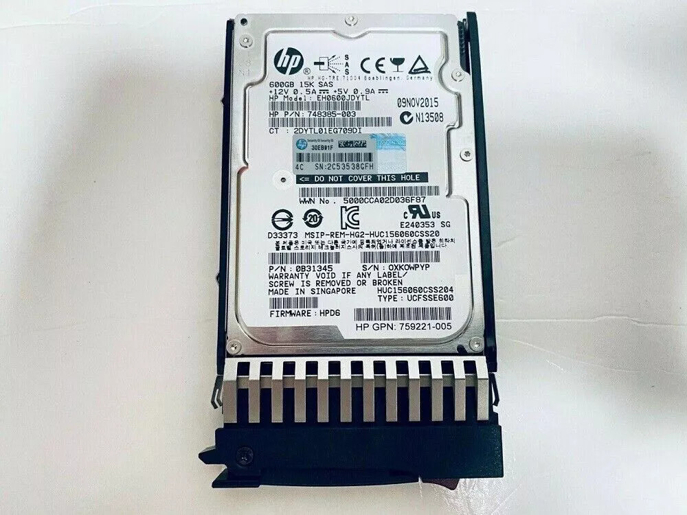 NEW HPE J9F42A 787642-001 MSA 600GB 12G SAS 15K SFF 2.5" DP ENT HDD Hard Drive