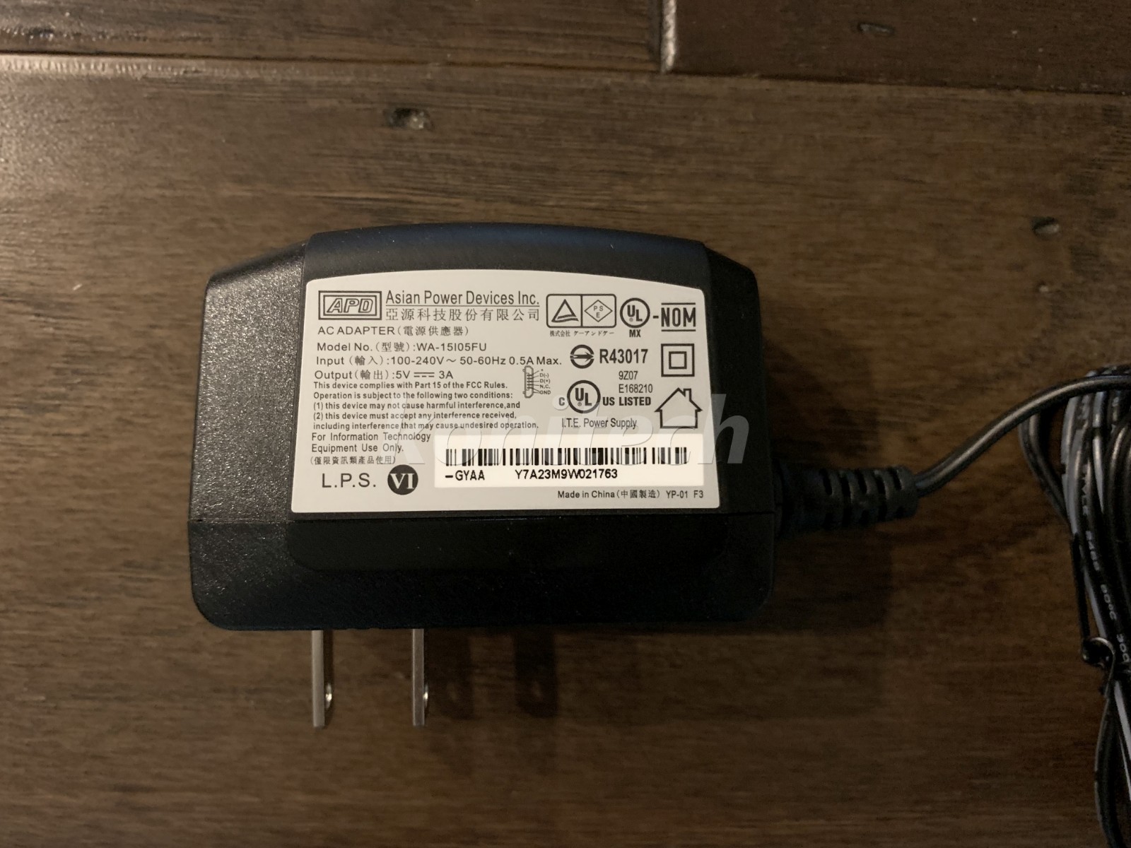 Genuine 15W APD 5V 3A Asian Power Devices WA-15105FU AC Adapter micro usb