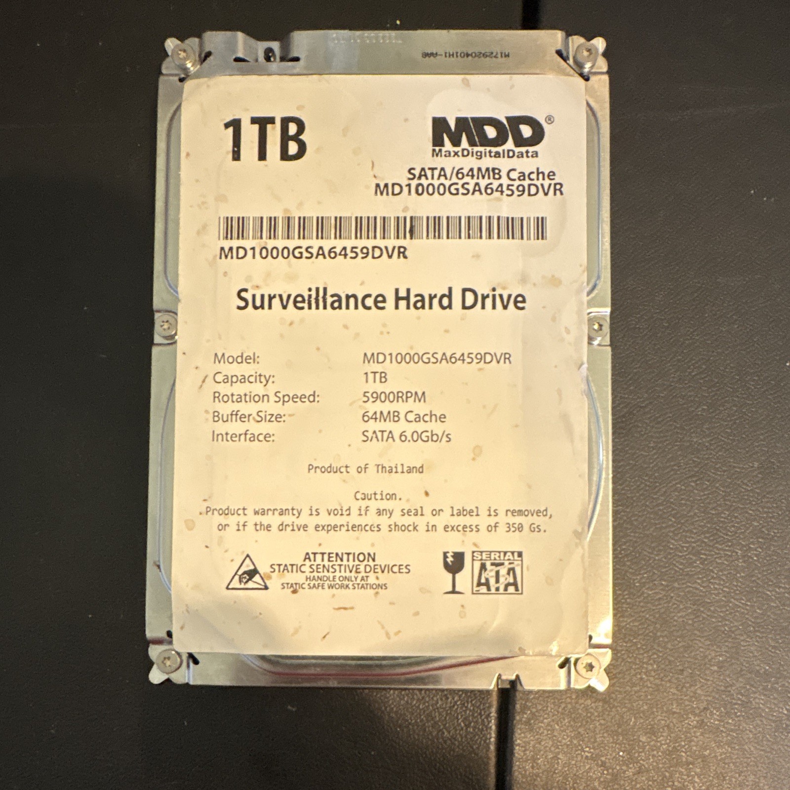 MDD MaxDigitalData 1TB Surveillance SATA III HDD 5900RPM MD1000GSA6459DVR