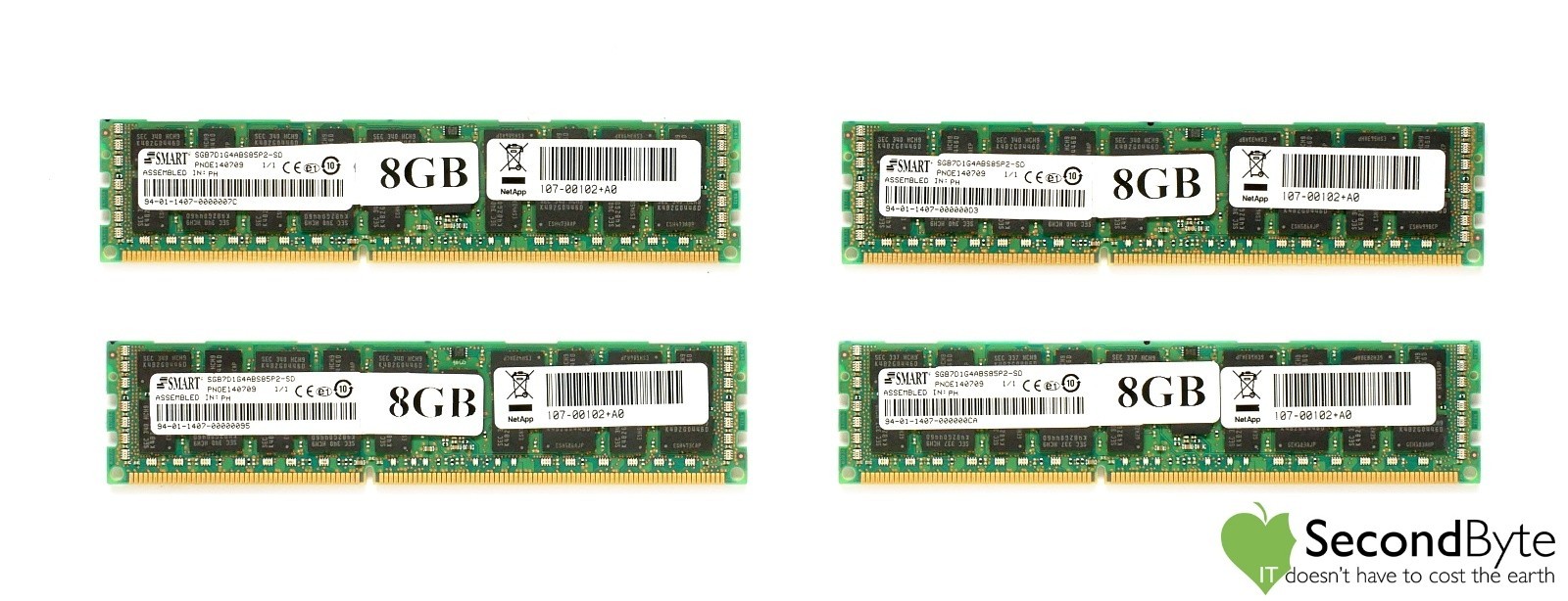 NetApp 32GB (4x 8GB) ECC Reg DDR3 Server RAM 107-00102+A0 SMART SG8D1G4A8S8S2-SD