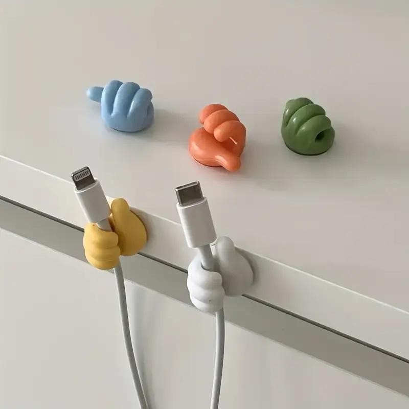 10pcs Thumb-shaped Cable Organizer Storage Clips No-drill Adhesive Hooks Gifts