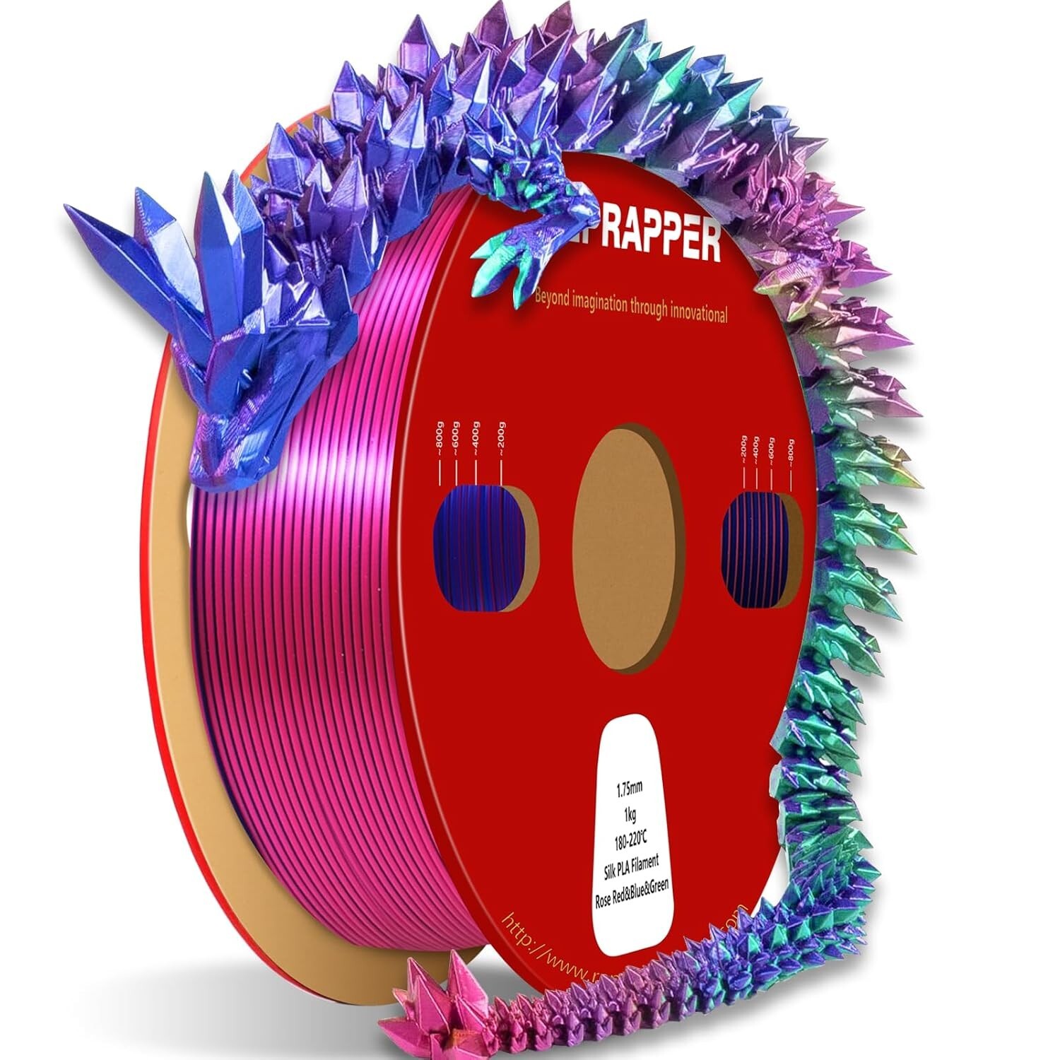 Silk Tri Color PLA Filament 3D Printer 1.75mm +/- 0.03mm, Multicolor