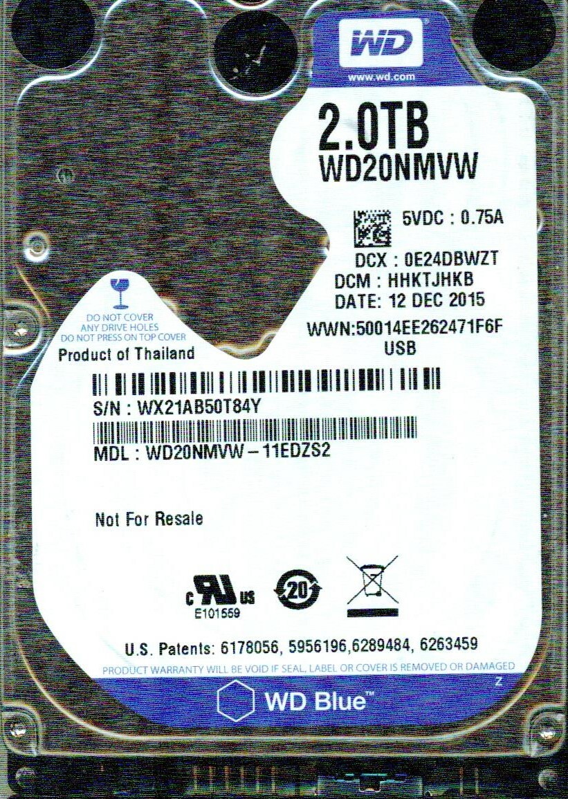WD20NMVW-11EDZS2,  DCM: HHKTJHKB  WESTERN DIGITAL 2TB, USB 3.0  WX21 DEC 2015