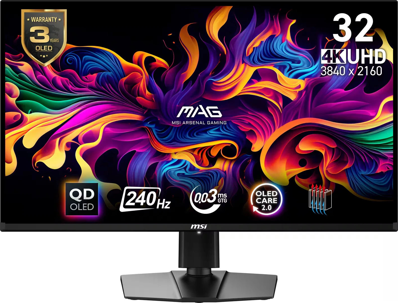 MSI - MAG 321UPXB QD-OLED G-SYNC Compatible 32" QD-OLED UHD 240Hz 0.03ms Gami...
