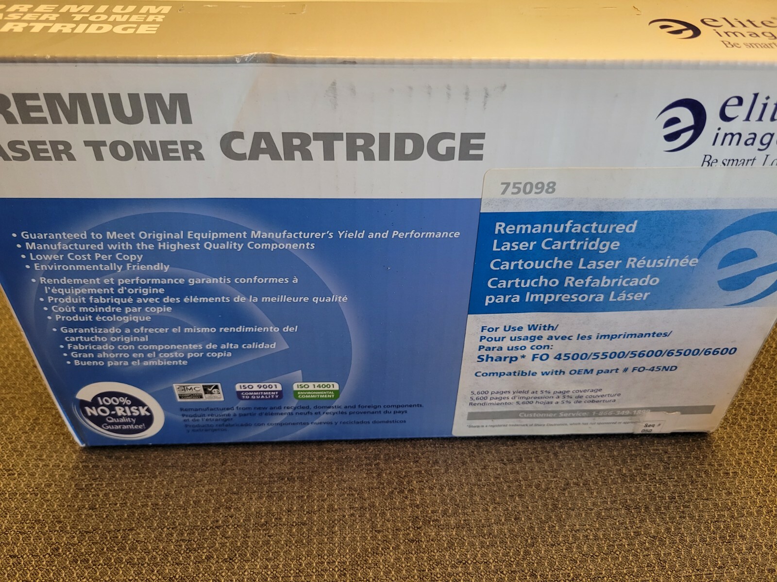 Elite Image Remanufactured Laser Toner Cartridge 75098 for Sharp - OEM FO-45ND