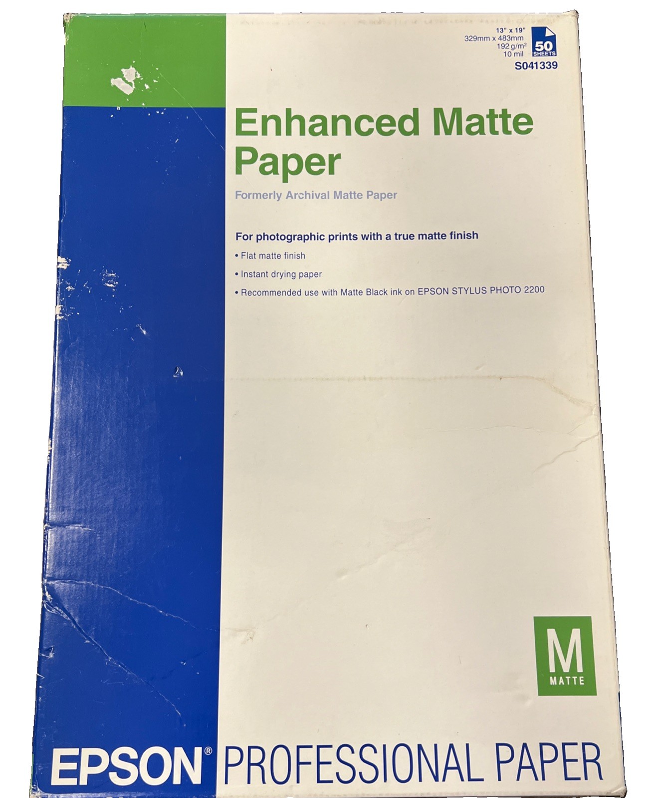 Epson Professional Enhanced Matte Paper 13"x19" S041339 Open Box 42/50 Sheets