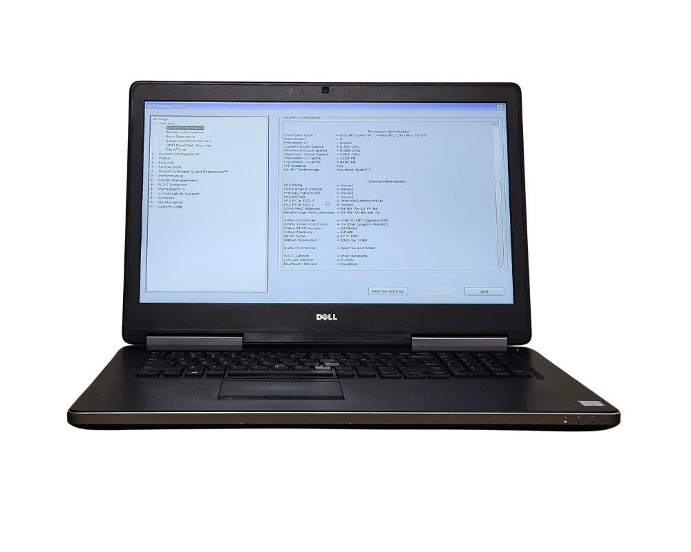 Dell Precision 7720 17" Laptop E3-1545M 2.90GHz 16GB RAM 512GB SSD Quadro M1200