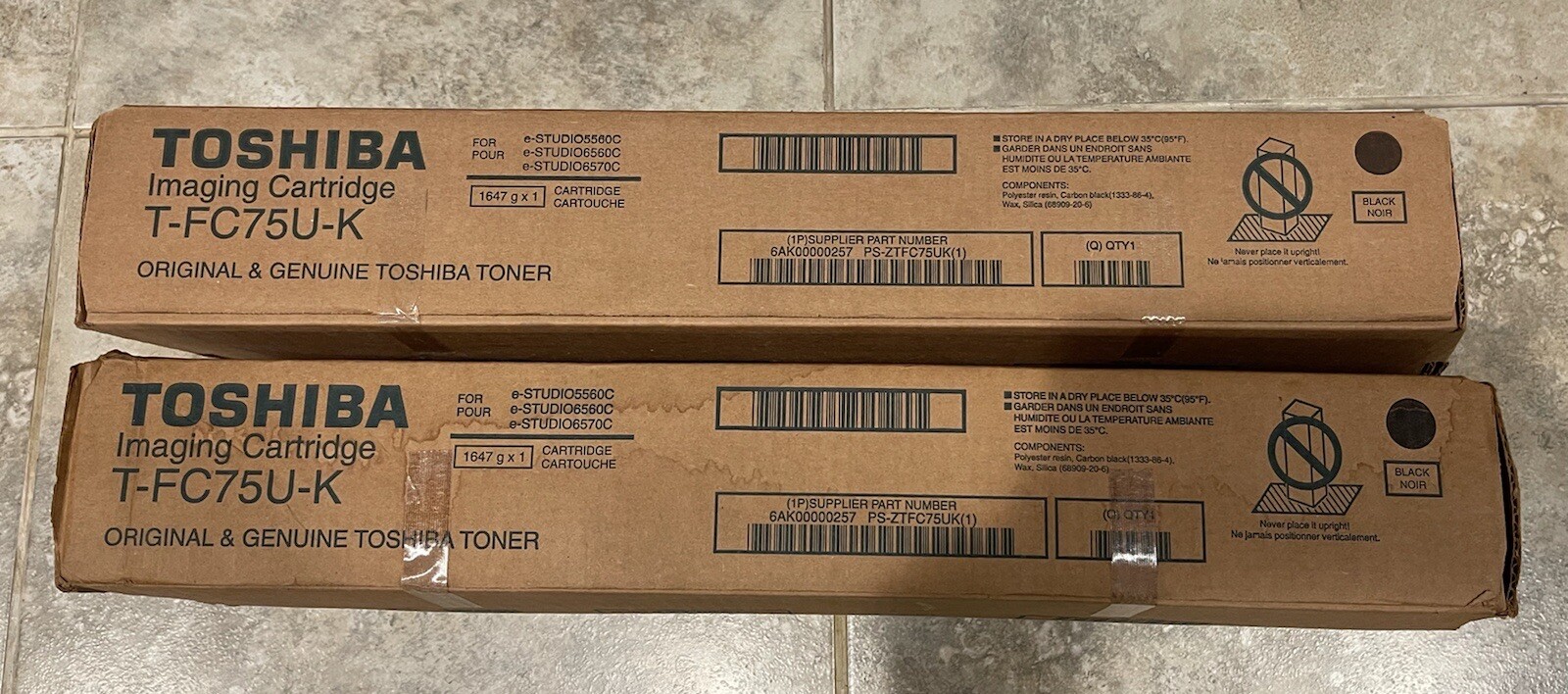 2 X Genuine Toshiba E-Studio Black Toner T-FC75U-K