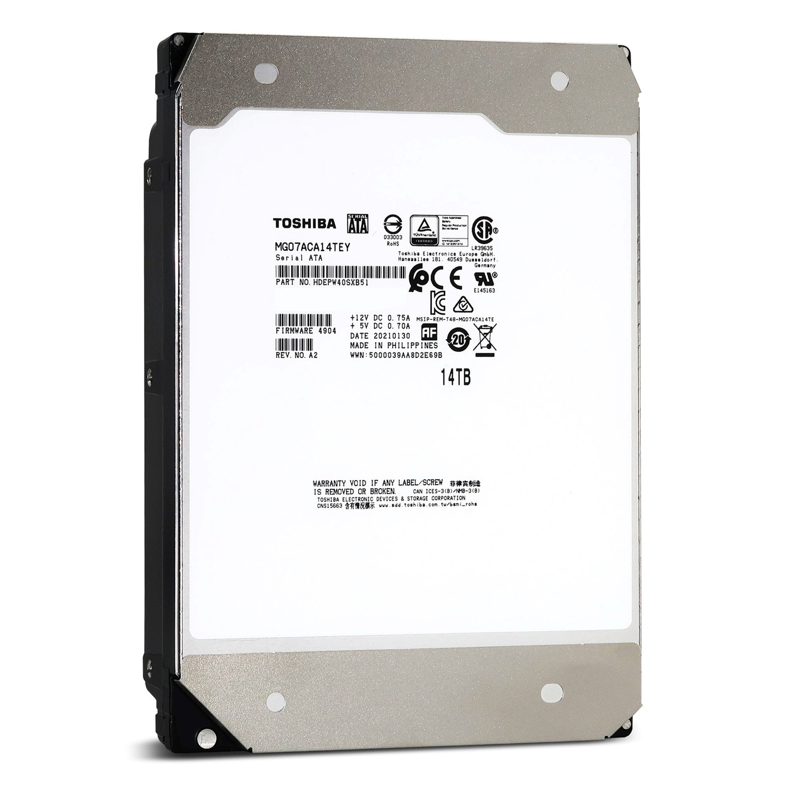 Toshiba MG Series 14TB 3.5" SATA Enterprise Hard Drive, 7200RPM (MG07ACA14TEY)