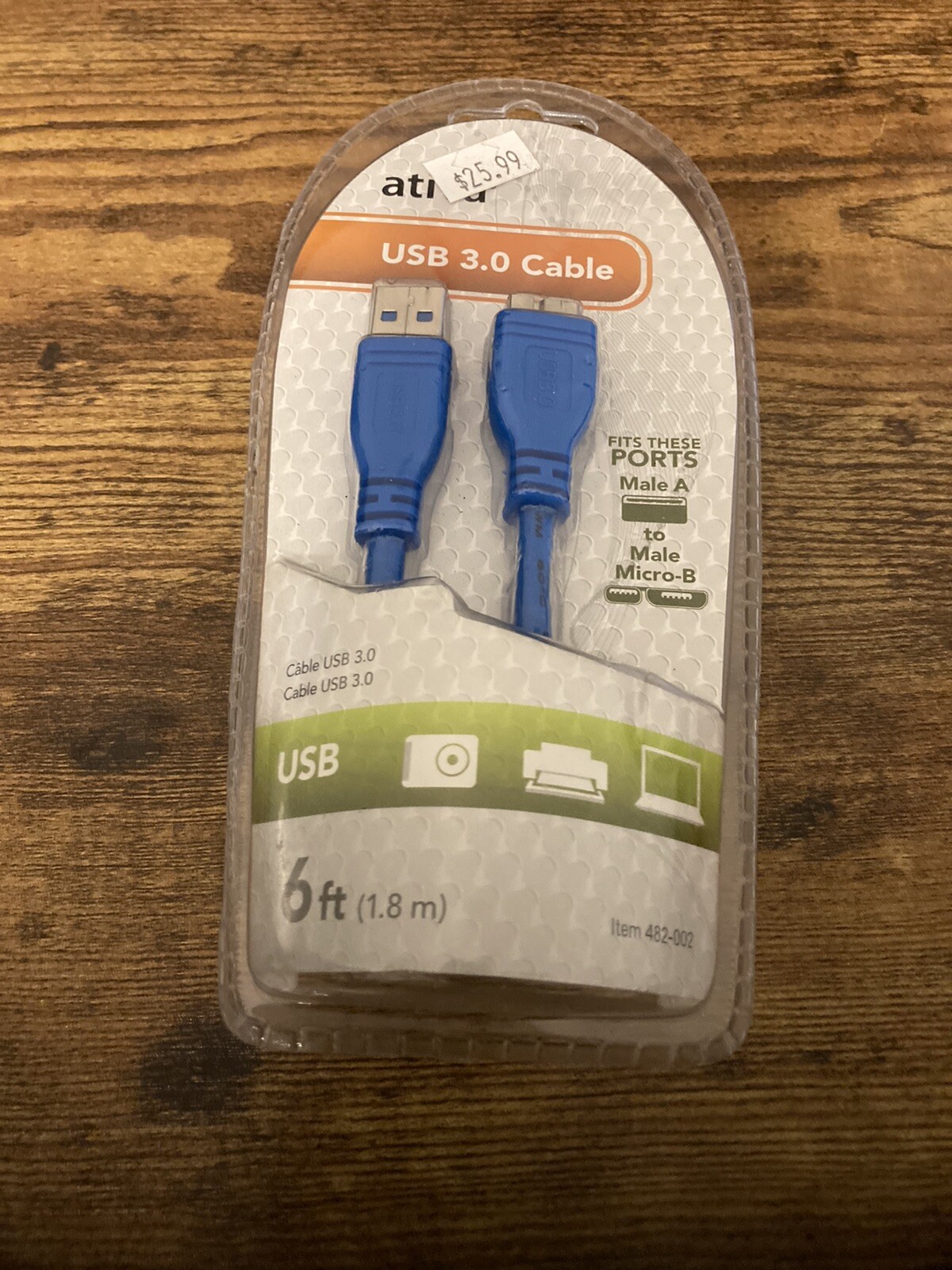 New ATIVA Micro USB 3.0 Cable 6FT USB A/ Micro B Item # 482-002