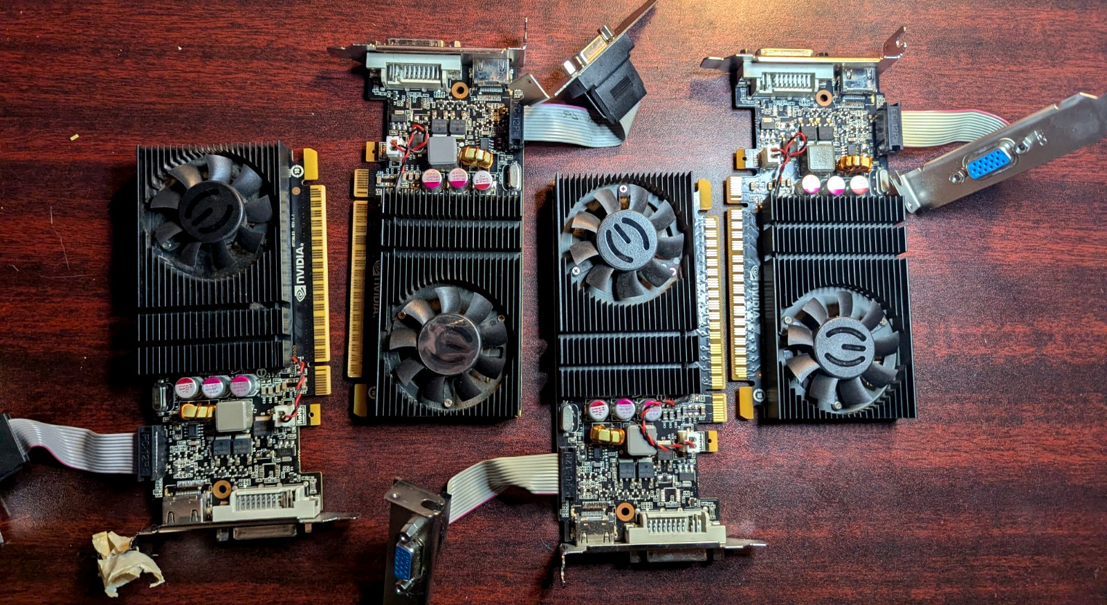 Lot of 4 EVGA NVIDIA GeForce GT 710 2GB DDR3 PCIe HDMI DVI VGA Low Profile Graph