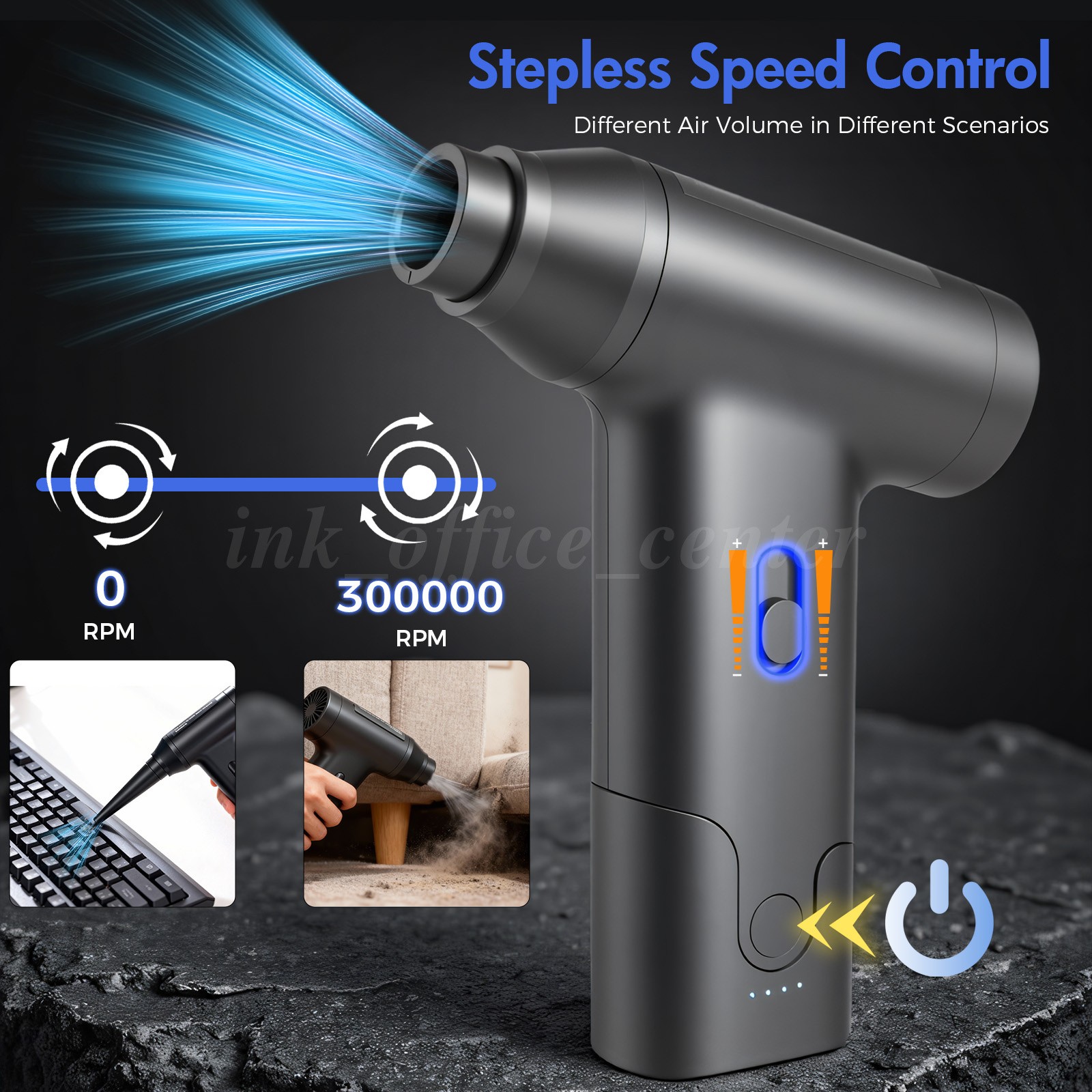 Variable Speed Brushless Air Duster 2-in-1 Blow & Suction Compressed Dust Blower